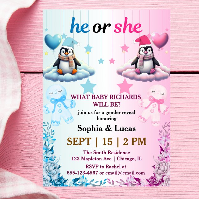 gender reveal christmas invitations (Creator Uploaded)