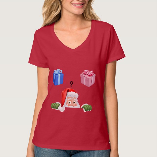 Gender Reveal Christmas Thmed T-Shirt (Front)