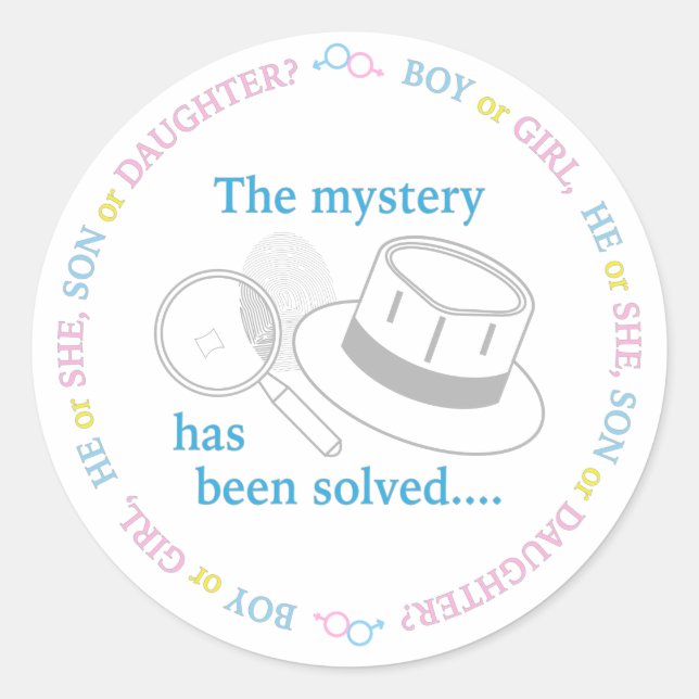 Gender Reveal Classic Round Sticker (Front)