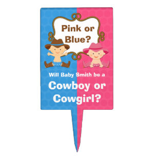 Gender Reveal Cowboy Cowgirl Cake Topper
