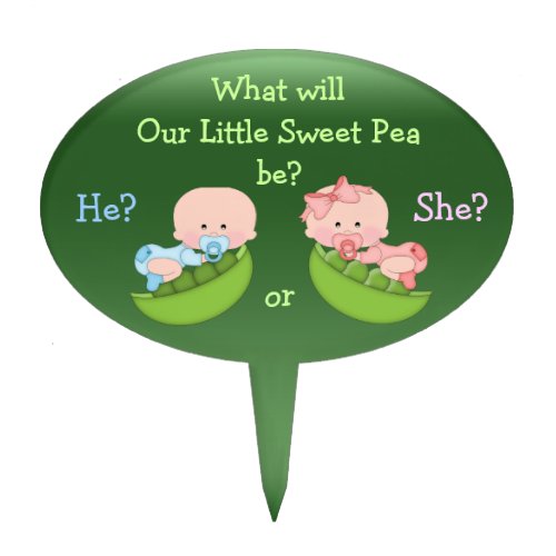 Gender Reveal Cute Cartoon Babies in Pea Pods Cake Topper