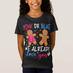 Gender Reveal Cute Gingerbread Funny Pink Or Blue T-Shirt