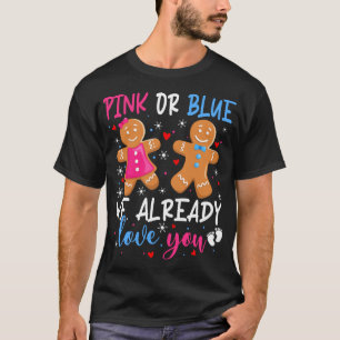 Gender Reveal Cute Gingerbread Funny Pink Or Blue T-Shirt