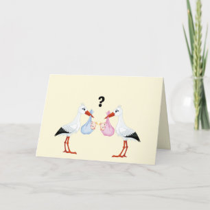 Gender reveal cute stork invitation