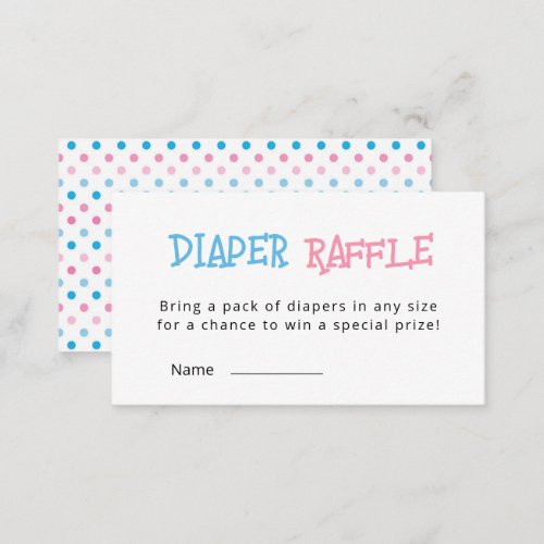 Gender Reveal Diaper Raffle Ticket Enclosure Card