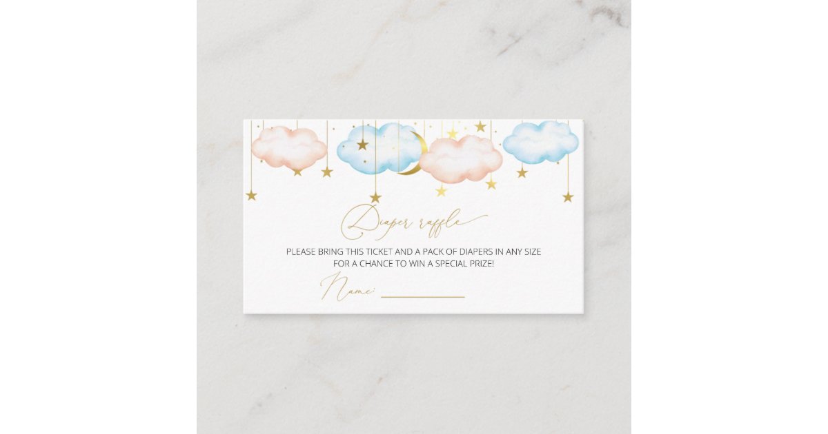 Gender Reveal Diaper Raffle, Twinkle Little Star E Enclosure Card | Zazzle