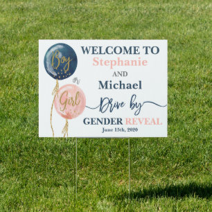 Gender reveal drive by yard sign
