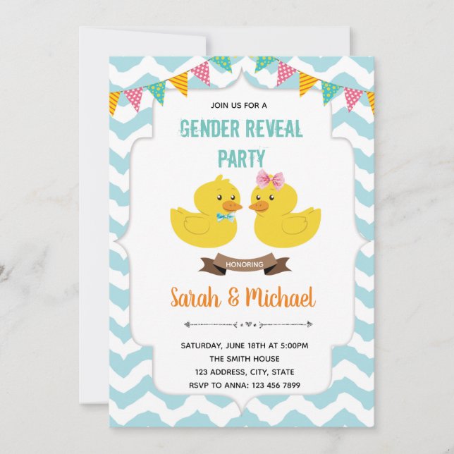 Gender reveal duck party invitation (Front)