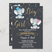 Gender Reveal Elephant Baby Gender Reveal Party Invitation