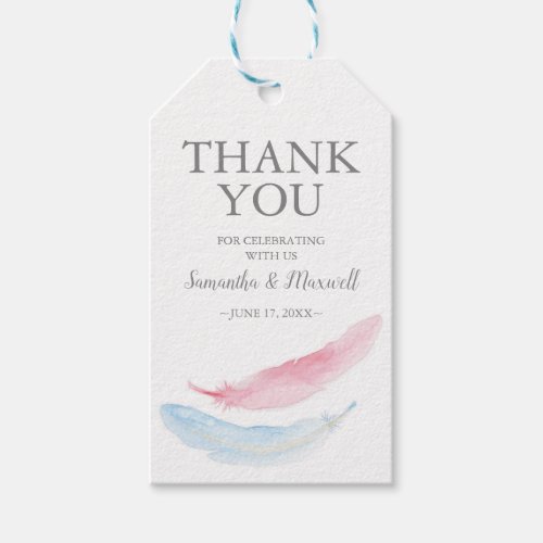 Gender Reveal Favor Gift Tag Feather