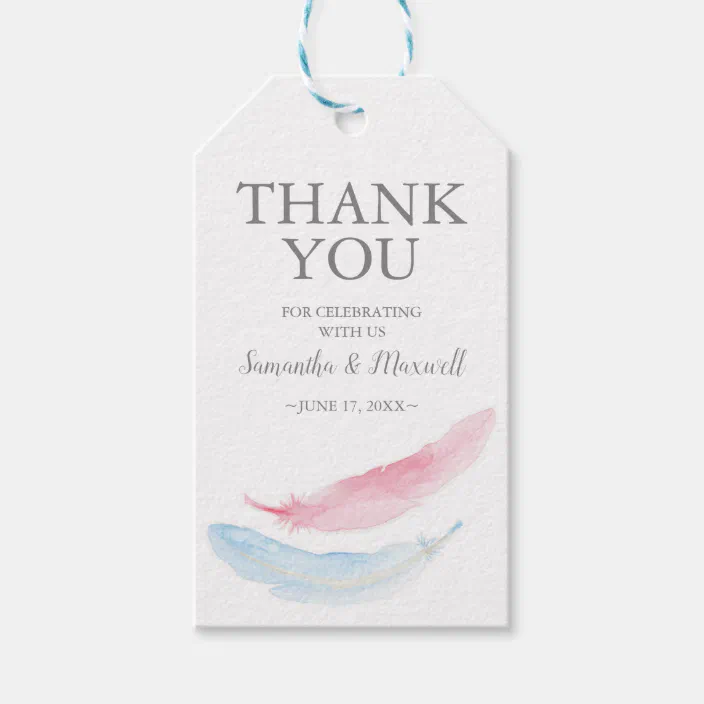 Gender Reveal Favor Gift Tag Feather Zazzle Com<script async src=