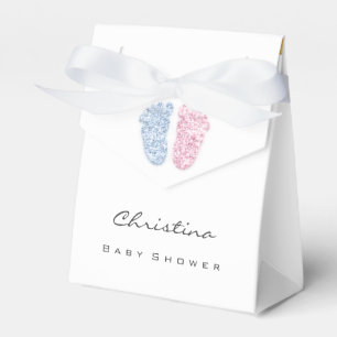 Gender Reveal Feet Feet Drips Glitter Pink Blue Favor Boxes