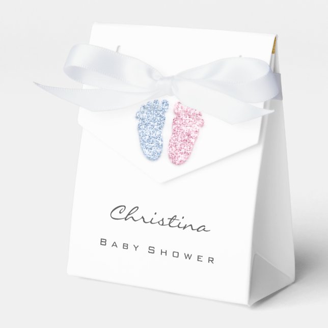 Gender Reveal Feet Feet Drips Glitter Pink Blue Favor Boxes (Front Side)