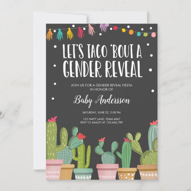 Gender Reveal Fiesta Invitation Baby Shower (Front)