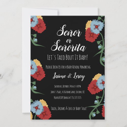 Gender Reveal Fiesta Mexican Florals Invitation