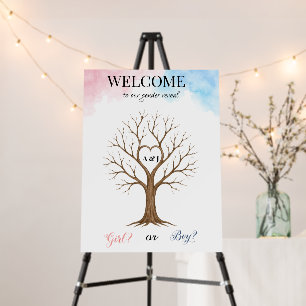 Gender Reveal Fingerprint Tree Welcome Sign