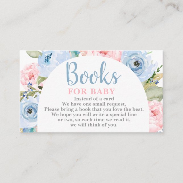 Gender Reveal floral Arch Books for Baby Card (Front)