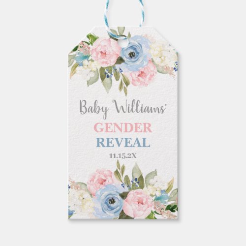 Gender Reveal floral baby shower Gift Tags