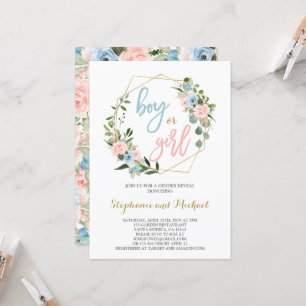 Gender Reveal floral wreath Invitation