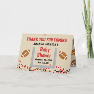 Gender Reveal Football Baby Boy Shower Photo Letterpress Thank You Card
