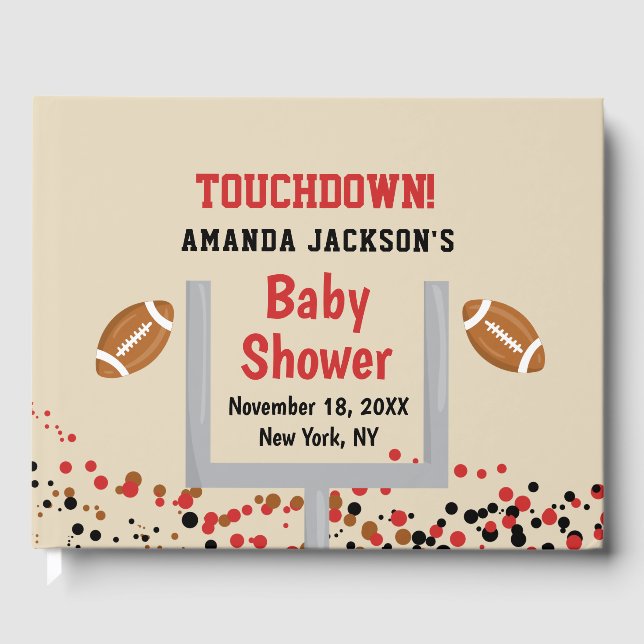 Gender Reveal Football Baby Boy Shower Touchdown Guest Book (Front)