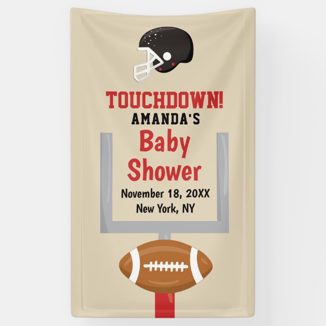 Gender Reveal Football Baby Boy Shower Welcome Banner (Vertical)
