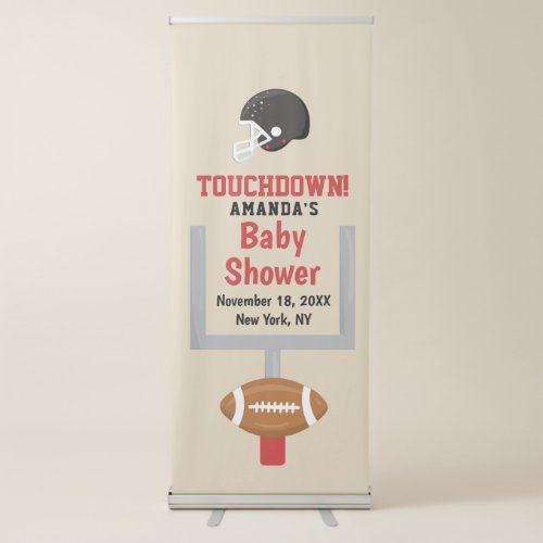 Gender Reveal Football Baby Boy Shower Welcome Retractable Banner