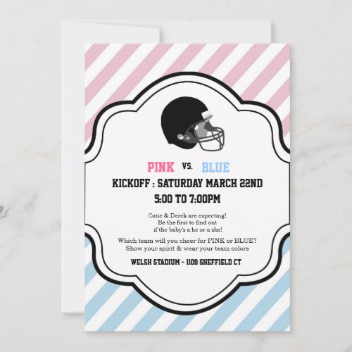 Gender Reveal Football Baby Shower boy girl pink Custom Announcement