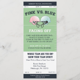 Gender Reveal Football Ticket Baby Shower Invitati Invitation