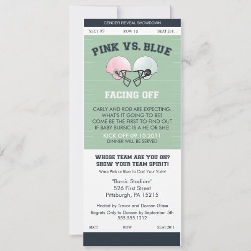 Gender Reveal Football Ticket Baby Shower Invitati Personalized Announcement