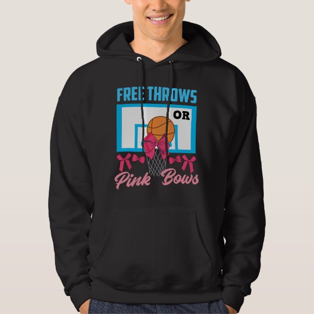 Gender Reveal Free Throws or Pink Bows Basketball Hoodie (Front)