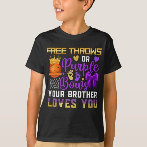 Gender Reveal Free Throws or Purple Bows Brother T_Shirt