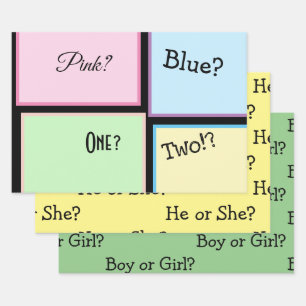 Gender Reveal/Gender Neutral Wrapping Paper Sheets