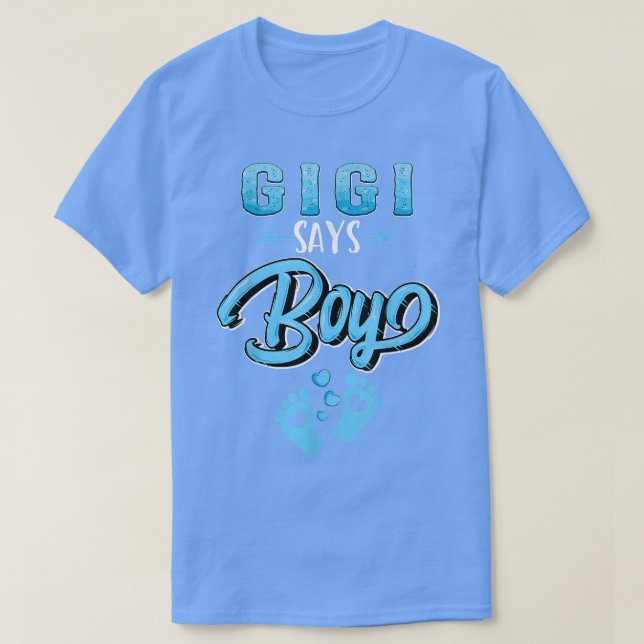 Gender reveal Gigi says Boy baby matching family s T-Shirt (Design Front)