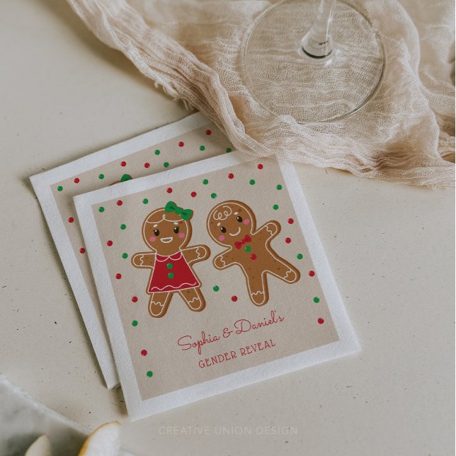 Gender Reveal Gingerbread Cocktail Napkin (Creator Uploaded)