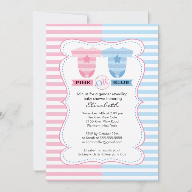 Gender Reveal Girl or Boy Baby Shower Invitation (Front)