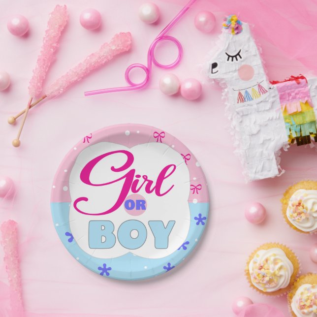 Gender Reveal Girl or Boy  Paper Plates (Party)