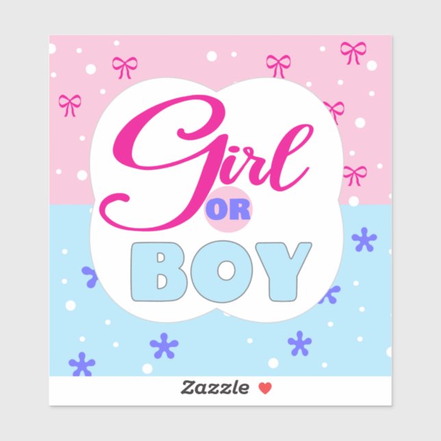 Gender Reveal Girl or Boy  Sticker (Sheet)