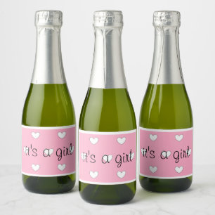 gender reveal (girl) Sparkling Wine labels (set of