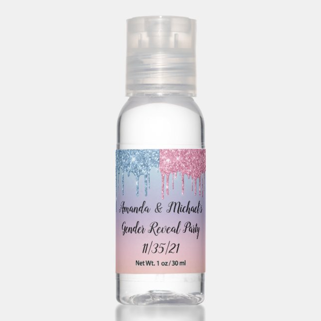 Gender Reveal Glitter Custom Travel Bottle Set Hand Sanitizer (Front)