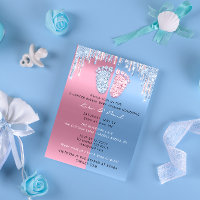 Gender Reveal Glitter DripPink Blue Baby Boy Girl Invitation