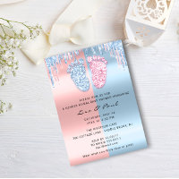 Gender Reveal Glitter DripsPink Blue Baby Boy Girl Invitation