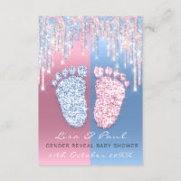 Gender Reveal Glitter VIP Pink Blue Baby Boy Girl Invitation