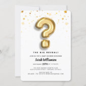 Gender Reveal Gold Foil Balloon Letter & Confetti Invitation (Front)