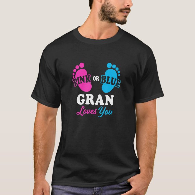 Gender Reveal Gran Baby Shower Grandma T-Shirt (Front)