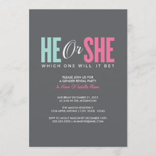 Gender Reveal Grey Party Invite