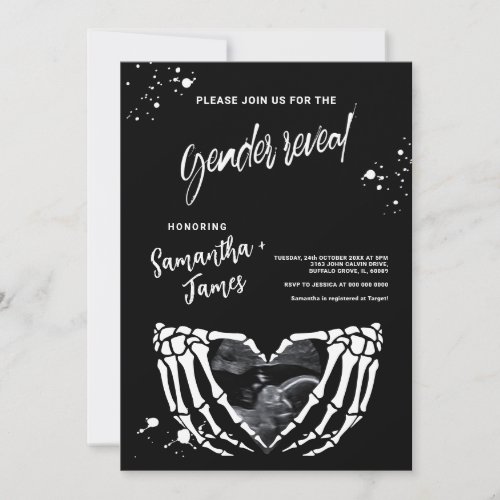 Gender Reveal Grunge Halllween booy or ghoul Invitation