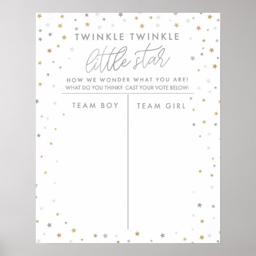 Gender Reveal Guessing Game Twinkle Little Star Poster