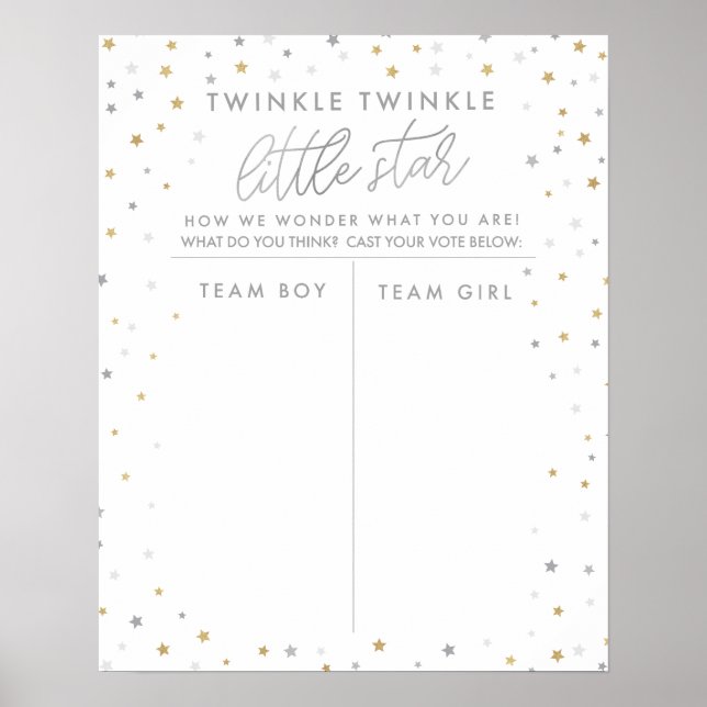 Gender Reveal Guessing Game Twinkle Little Star Poster (Front)