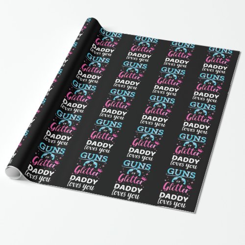 Gender reveal guns or glitter daddy baby party wrapping paper